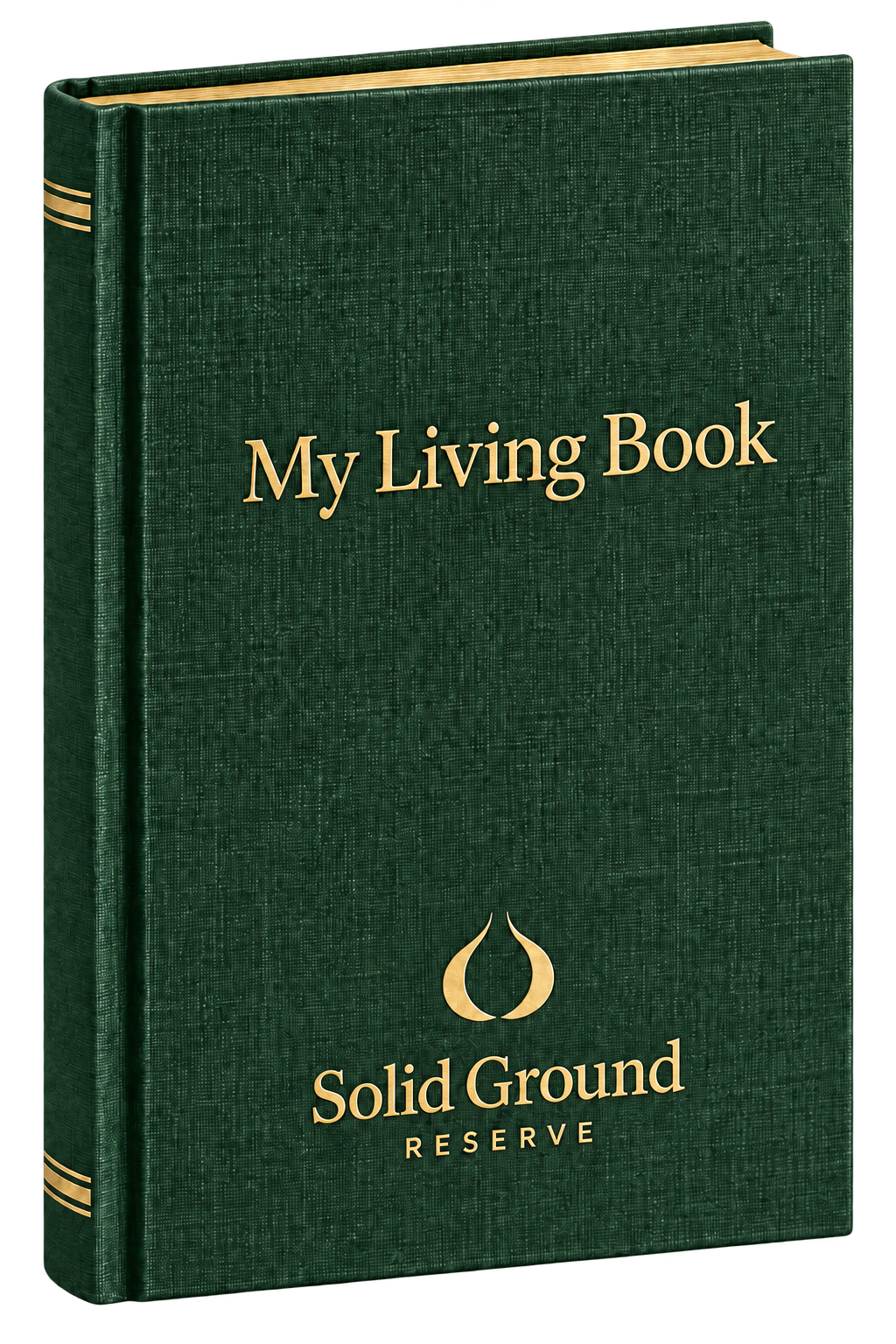 A green Living Book with a gold title